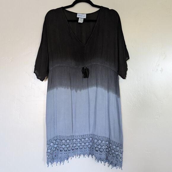 Swimsuits For All Cover‎ up Tie Dye Ombre Crochet Rayon Cotton One Size Blue - Picture 1 of 8